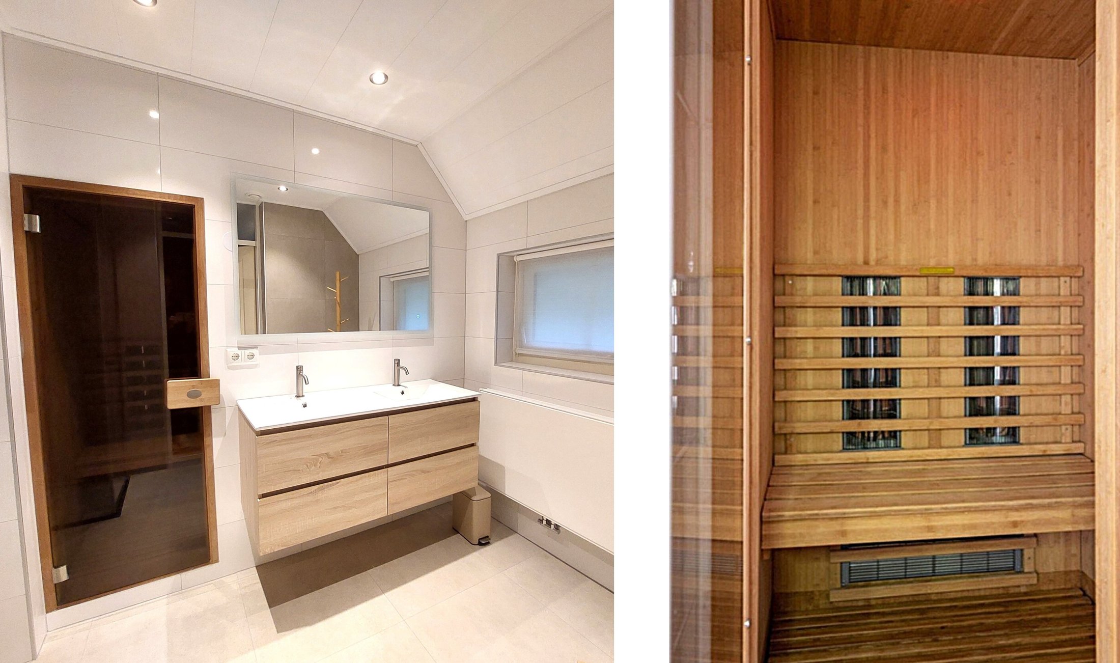 Badkamer met eigen sauna in het vakantiehuis Diever